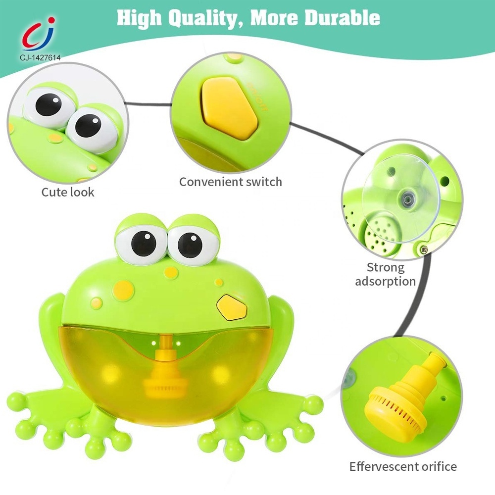 Chengji baby bath toys frog bubble maker summer bathtub shower lighting music soap bubbles blower electric bubble frog bath toys