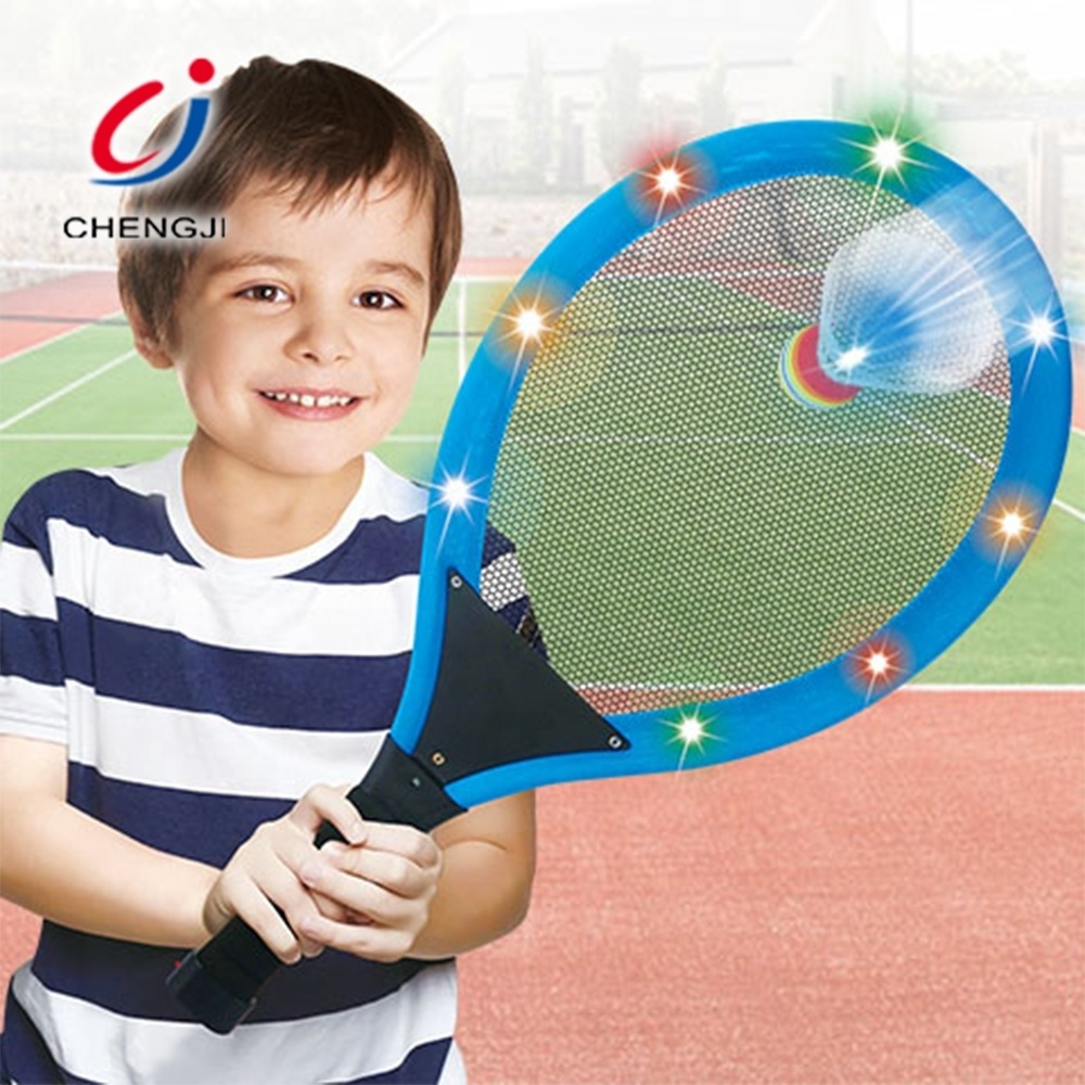 Hot Selling Beach Ball Cloth Tennis Racket Games Toy Set Child Outdoor Sport Toy Fabric Tennis Racket With Flash Light