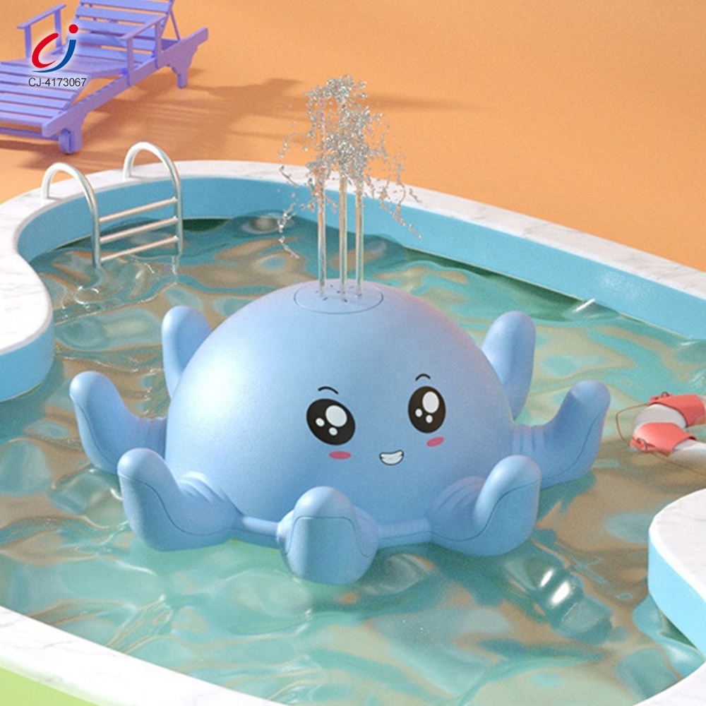 Chengji baby summer taking shower play set waterproof light up cartoon octopus electric water spray bath toys