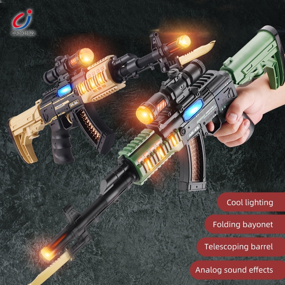 Chengji wholesale pistola de juguete army ak47 kids electric plastic toy gun with light and sound for adults