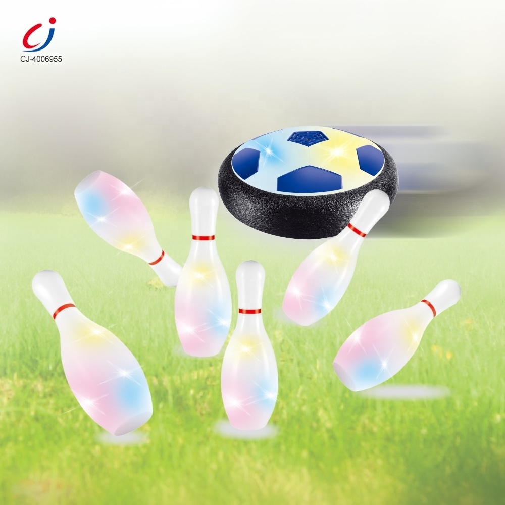 Chengji kids indoor outdoor sport game led hover soccer air power suspension football toy with bowling ball