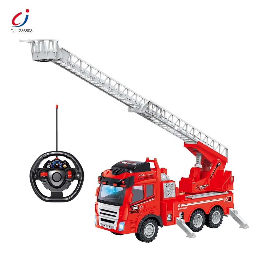 Chengji high quality 4 channel electric remote control fire rescue truck toy fire engine truck rc for kids