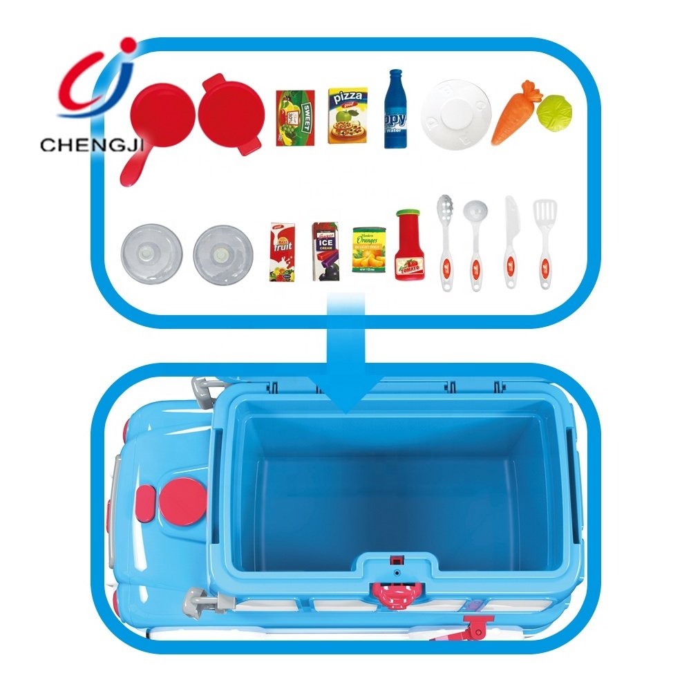 Chengji Funny plastic kitchen toy play set mini bus baby walker ride on bus with sound