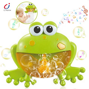 Chengji baby bath toys frog bubble maker summer bathtub shower lighting music soap bubbles blower electric bubble frog bath toys