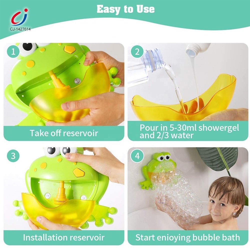 Chengji baby bath toys frog bubble maker summer bathtub shower lighting music soap bubbles blower electric bubble frog bath toys