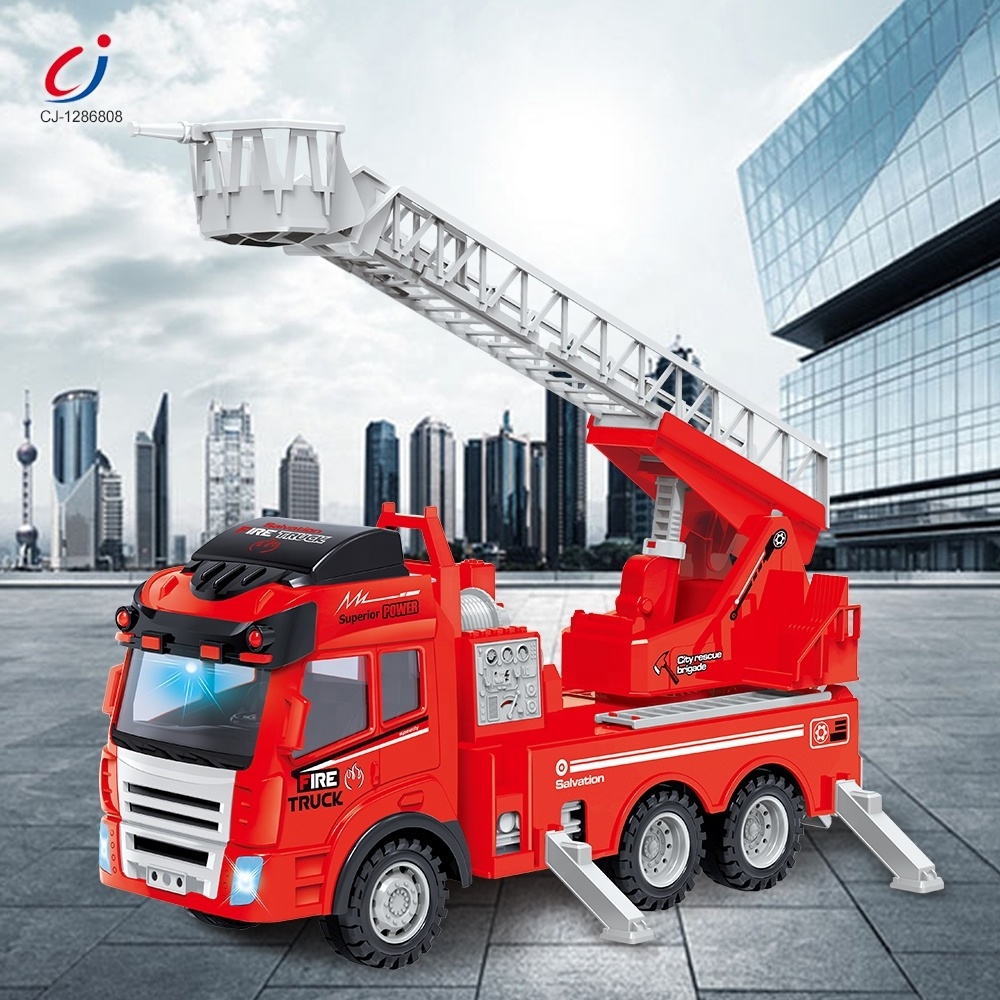 Chengji high quality 4 channel electric remote control fire rescue truck toy fire engine truck rc for kids