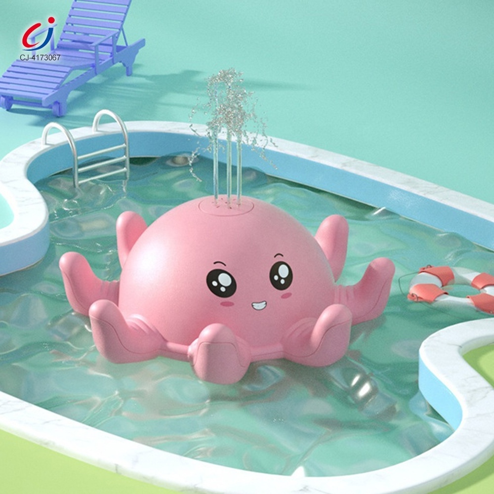 Chengji baby summer taking shower play set waterproof light up cartoon octopus electric water spray bath toys