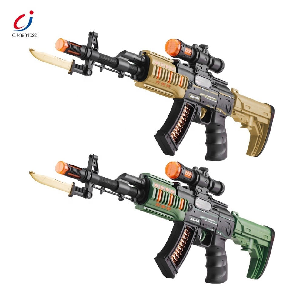 Chengji wholesale pistola de juguete army ak47 kids electric plastic toy gun with light and sound for adults