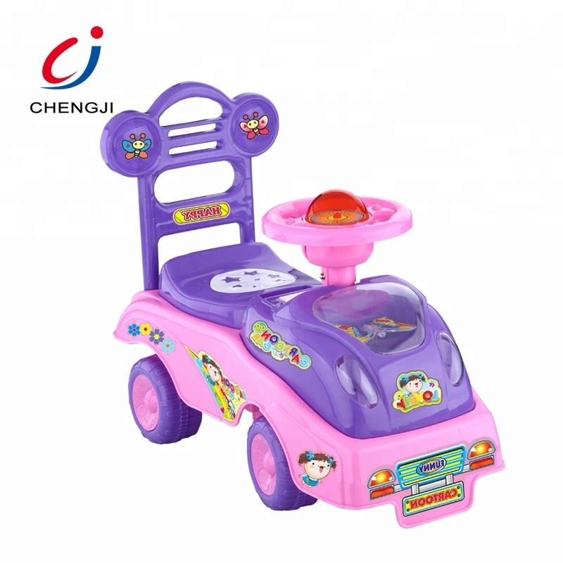 Chengji Hot sale plastic baby sliding cartoon pink children toy car ride on car