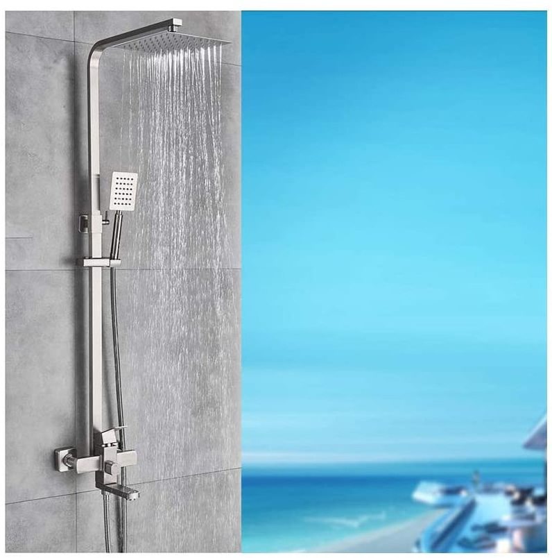 modern luxury bathroom fittings square set rainfall handheld high pressure thermkstatic mixer toilet shower column faucets