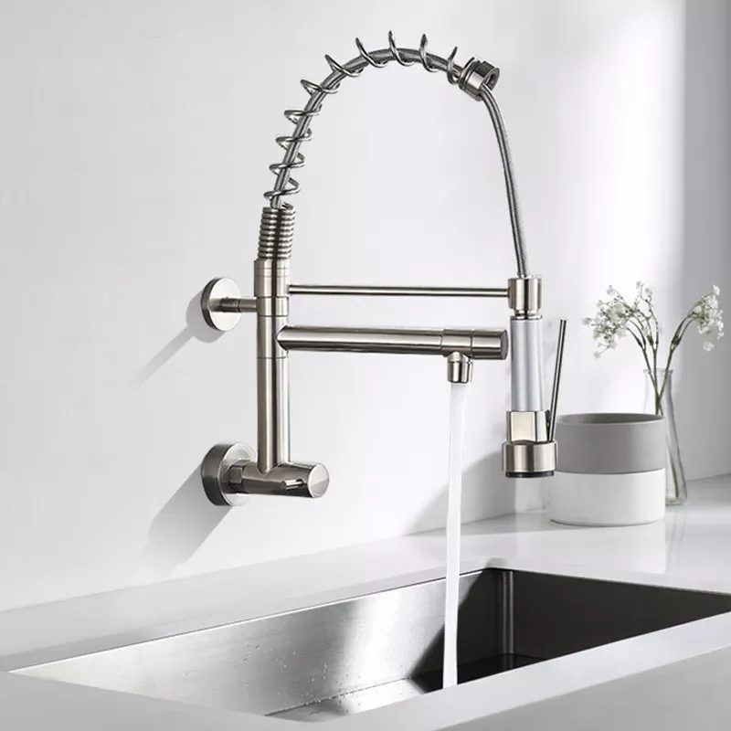 Luxury Water Tap kitchen faucet Wall Mounted spring Pull Down Sprayer cold and Hot Mixer Kitchen Sink Faucet