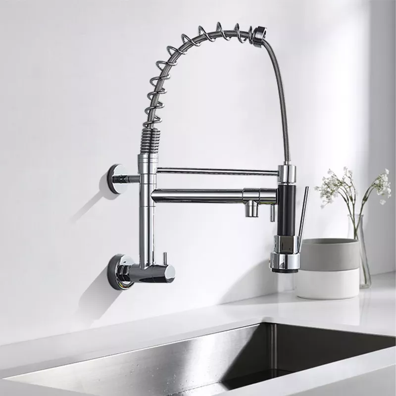 Luxury Water Tap kitchen faucet Wall Mounted spring Pull Down Sprayer cold and Hot Mixer Kitchen Sink Faucet