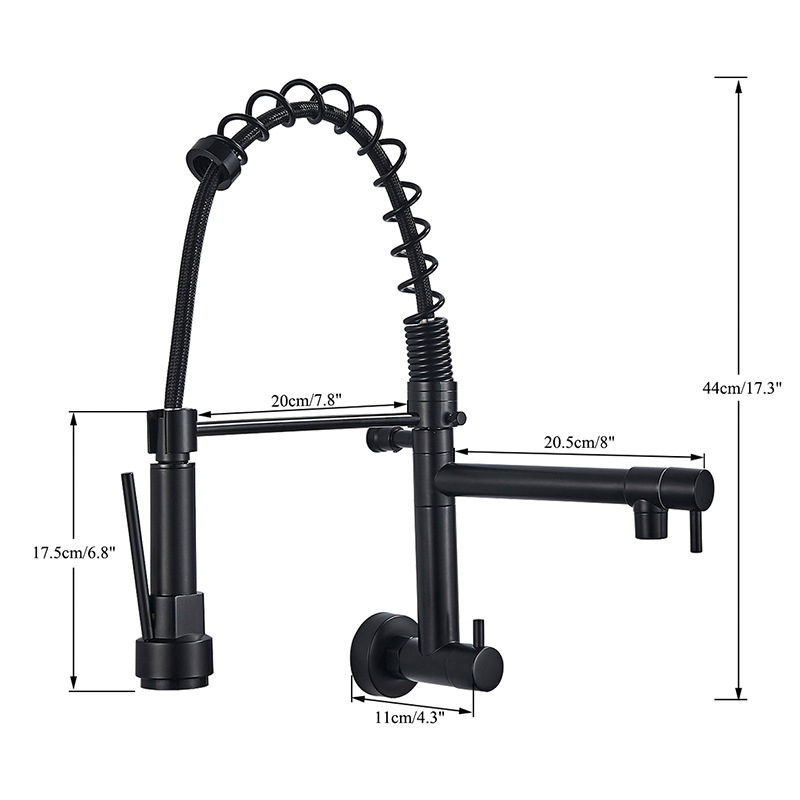 Luxury Water Tap kitchen faucet Wall Mounted spring Pull Down Sprayer cold and Hot Mixer Kitchen Sink Faucet