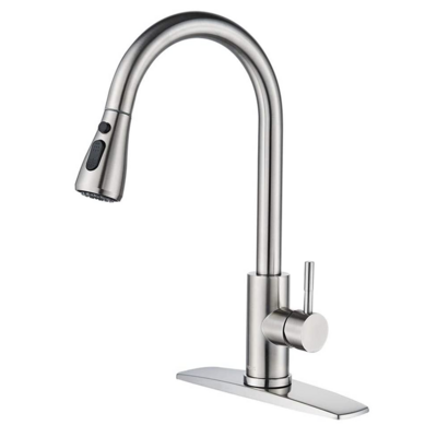 Single Handle Brushed Nickel Pull Out Kitchen Faucet Pull Down Sprayer Stainless Steel Hot and Cold Mixer Kitchen Sink Faucets