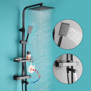 Modern Shower System Faucet Set Bathroom tap Black Wall Mount brass Smart Thermostatic rain Handheld washroom Shower Faucets