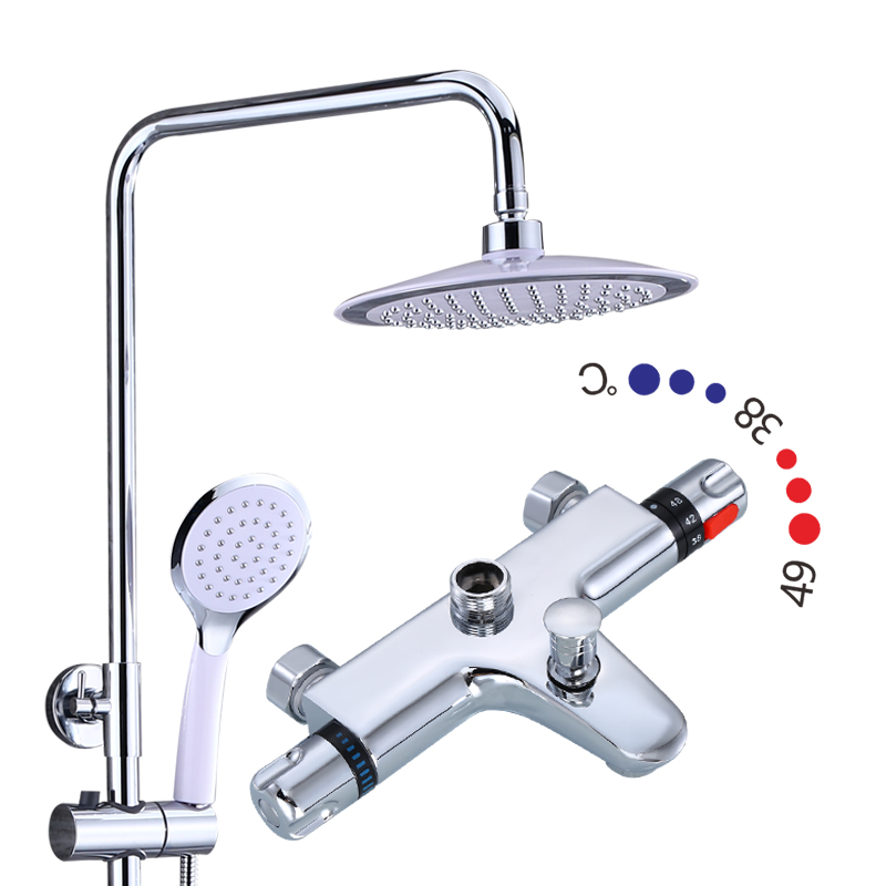 Thermostatic Shower Faucet set Bathroom Bathtub Dual Handles Hot Cold Water Tap shower column Faucets