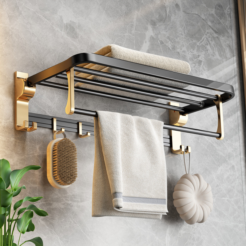 Modern Hotel Towel Rack Bathroom Towel Shelf Holder Bathroom Accessories Wall Mount