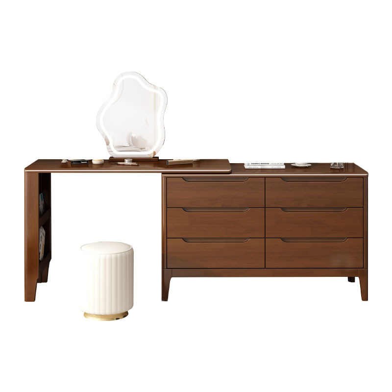 Nordic light luxury hotel apartment dressing table with drawers, large capacity storage, push-pull solid wood shelves