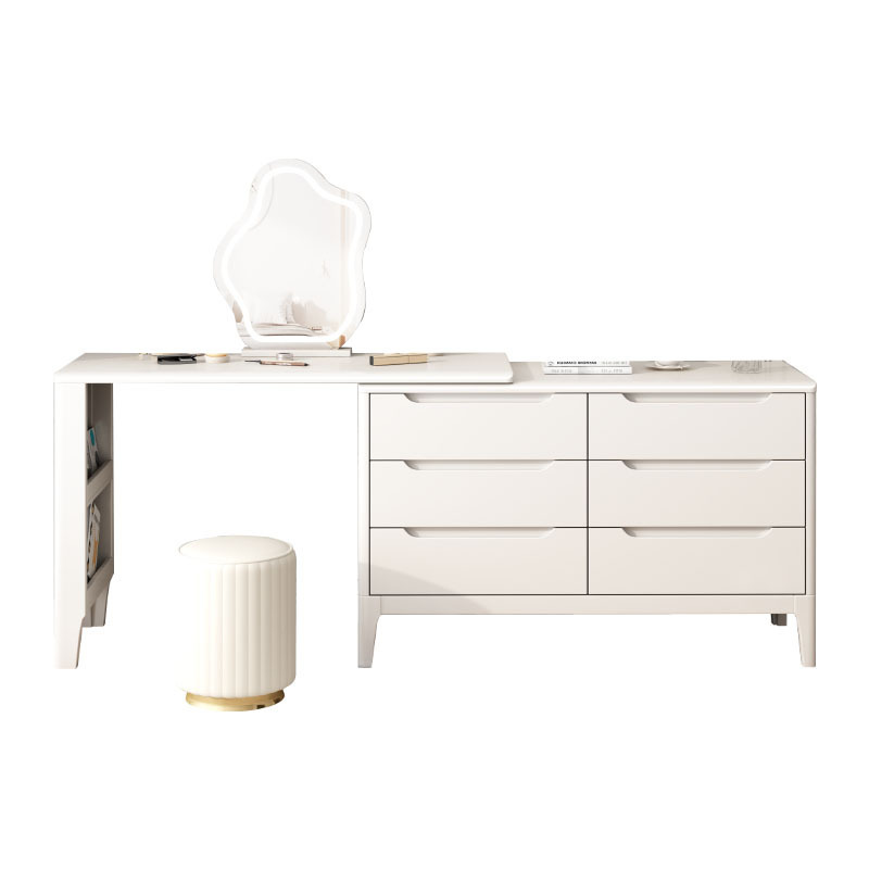 Nordic light luxury hotel apartment dressing table with drawers, large capacity storage, push-pull solid wood shelves