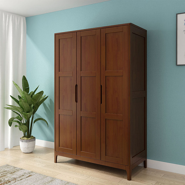 Solid wood wardrobe household bedroom wardrobe Nordic simple modern open door assembly storage wardrobe