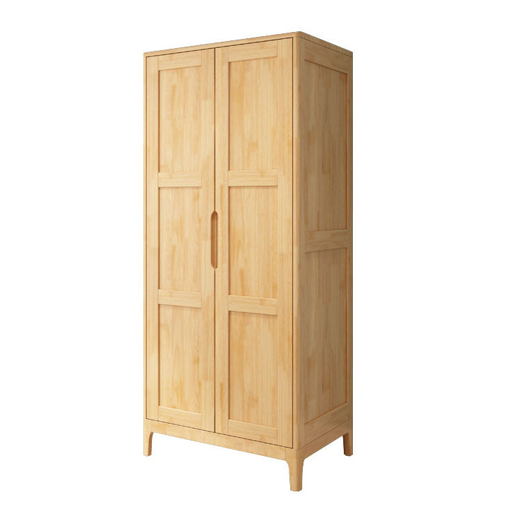 Solid wood wardrobe household bedroom wardrobe Nordic simple modern open door assembly storage wardrobe