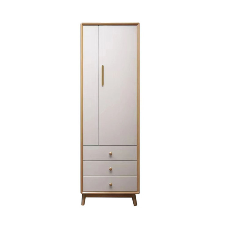 Simple Italian Solid Wood Wardrobe New Chinese Household bedroom Large -capacity storage wardrobe solid wood wardrobe