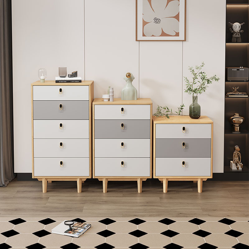 Manufacturer wholesales modern simple small-sized household storage solid wood storage cabinets and bedside tables