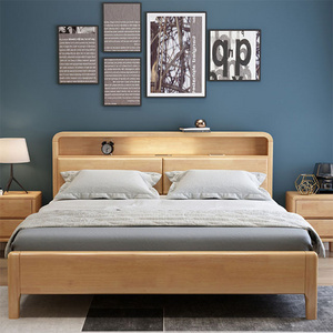 solid wood bed factory wholesale price hotel apartment bedroom furniture set  king size solid wood double bed