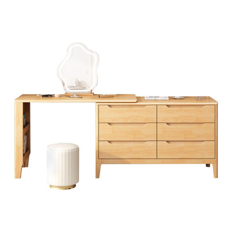 Nordic light luxury hotel apartment dressing table with drawers, large capacity storage, push-pull solid wood shelves