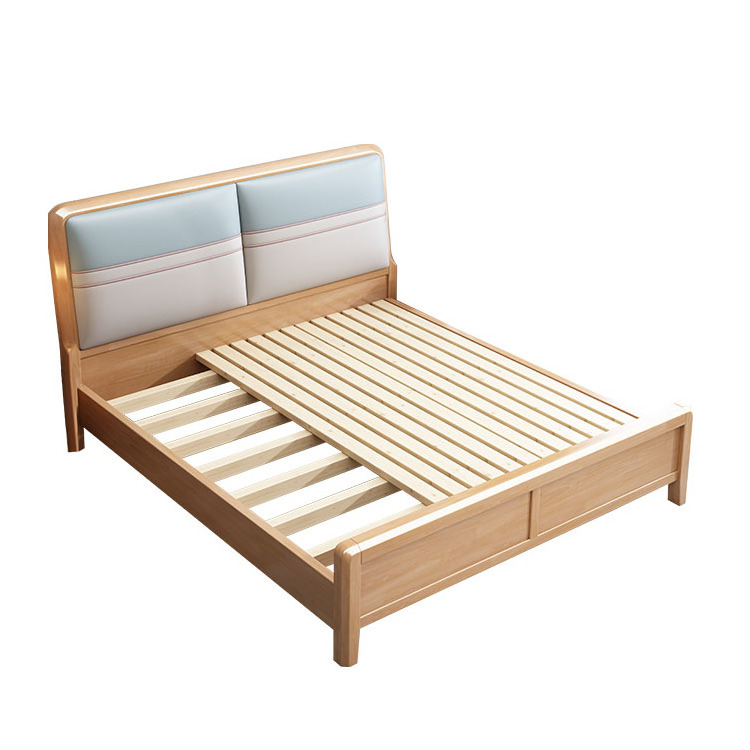 Nordic soft bag double solid wood bed Modern simple bedroom luxury storage bed