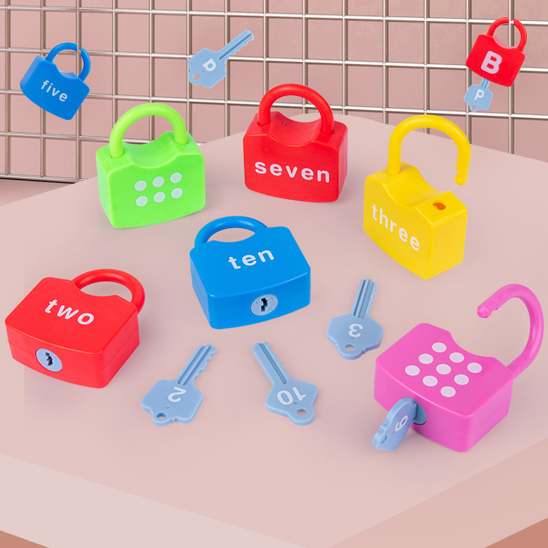 Children's Monatessori learning lock toy digital alphabet lock with key to unlock children's educational toys