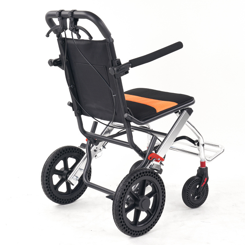 Portable folding wheelchair for the elderly disabled manual cart can sit push chair aluminum alloy scooter