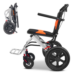 Fashion lightweight wheelchair foldable portable manual beach wheelchair sightseeing traveler household mobility aluminum alloy