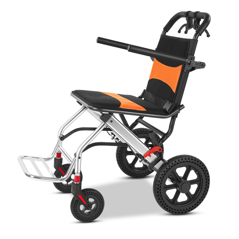 Fashion lightweight wheelchair foldable portable manual beach wheelchair sightseeing traveler household mobility aluminum alloy