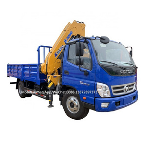 FOTON 4 Tons cargo truck with crane 6 wheels knuckle boom truck crane Mobile crane truck for sale