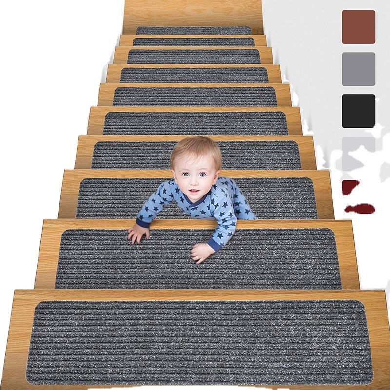 Stair mats tread floor mats glue-free self-adhesive pvc anti-slip double stripes repeated use Anti Slip Step Rug mat