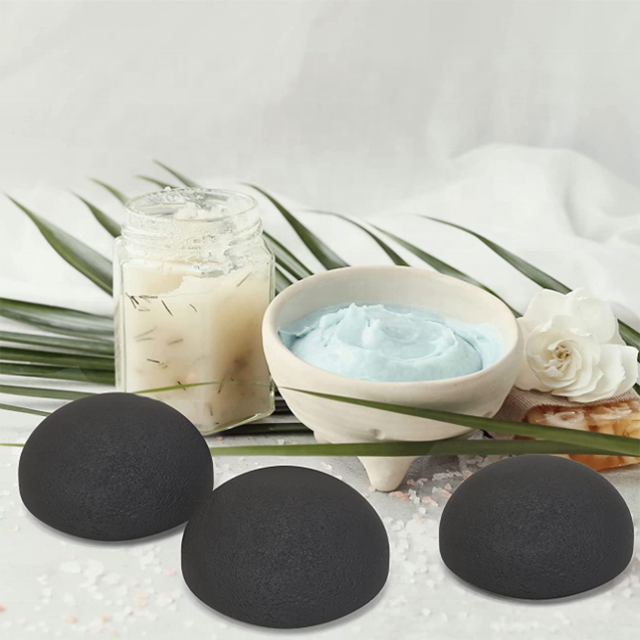 All Natural Organic Facial And Shower Japan Sponge Activated Bamboo Charcoal Black Konjac Sponge