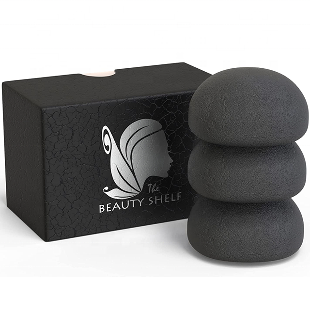 All Natural Organic Facial And Shower Japan Sponge Activated Bamboo Charcoal Black Konjac Sponge