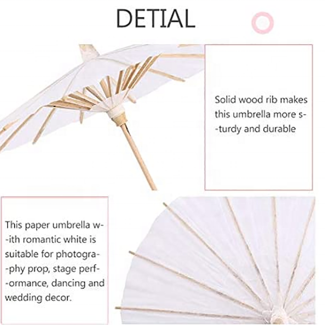 Wedding Chinese Bamboo Parasol Craft Oil Handmade Chinese Dance Props Sun Hand White Cocktail Oil Paper Umbrella