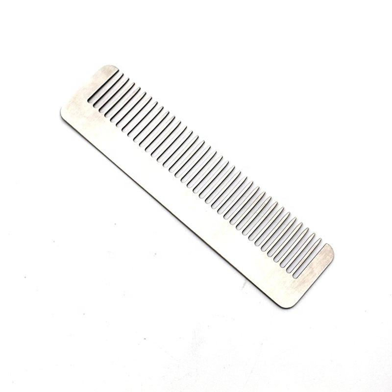 new style stainless steel metal wide tooth hair and beard comb for men's grooming