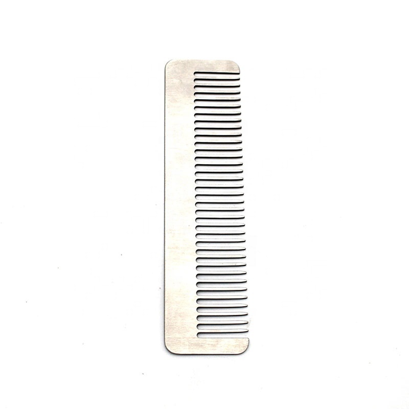 new style stainless steel metal wide tooth hair and beard comb for men's grooming