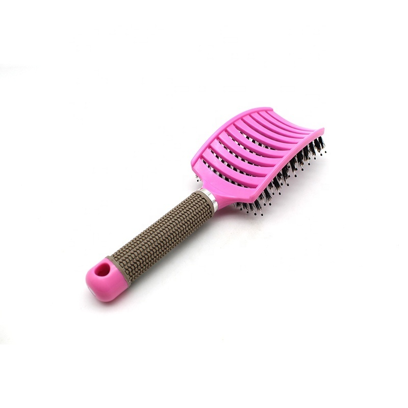 Easy to use pink professional barber fast hair straightener brush