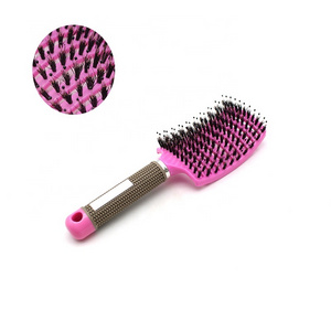 Easy to use pink professional barber fast hair straightener brush