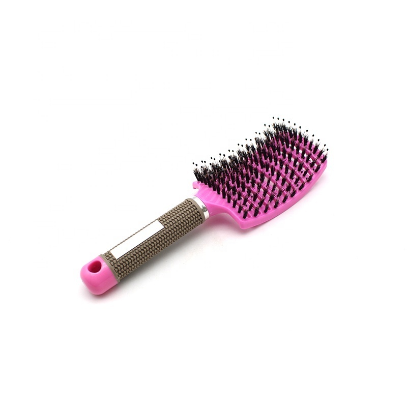 Easy to use pink professional barber fast hair straightener brush