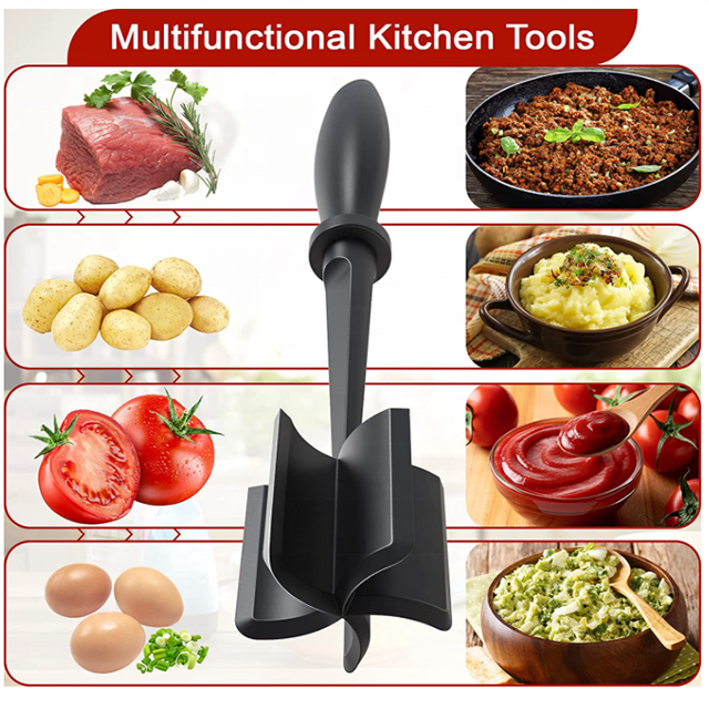 NBRSC Popular Professional Resistant Mix and Chop Plastic Kitchen Utensil Meat Fruit Potato chopper Masher Ground Beef Masher