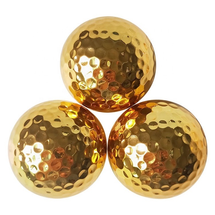 CHENGMO SPORTS hot sale new listing custom golf practice ball high quality electroplated gold plated 2 layer golf ball