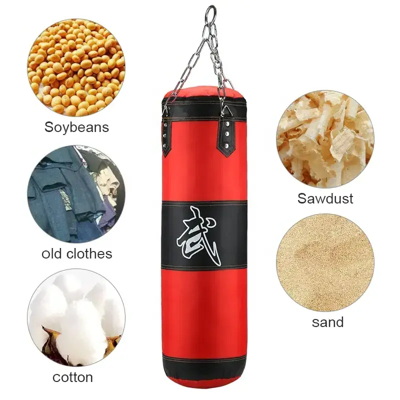 CHENGMO SPORTS Unfilled Free Standing Workout Taekwondo Sand Bag Hanging Punching Boxing Bag Set with Gloves and Accessories