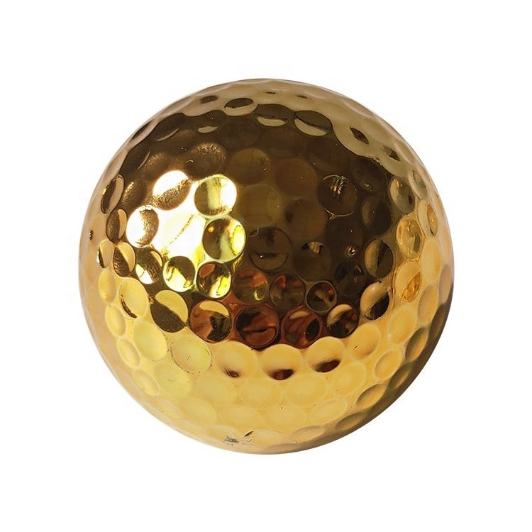 CHENGMO SPORTS hot sale new listing custom golf practice ball high quality electroplated gold plated 2 layer golf ball