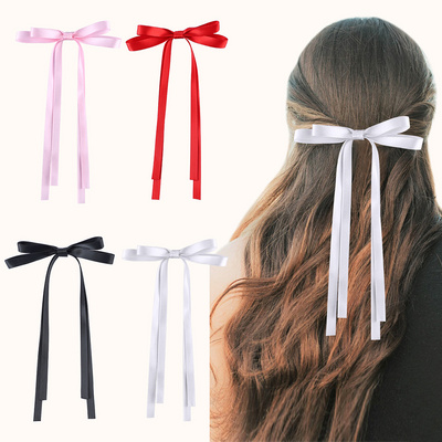 CN Boutique Girls Barrette Satin Bows Ribbon Long Tail Sailor Hair Clip Kids Hair Accessories