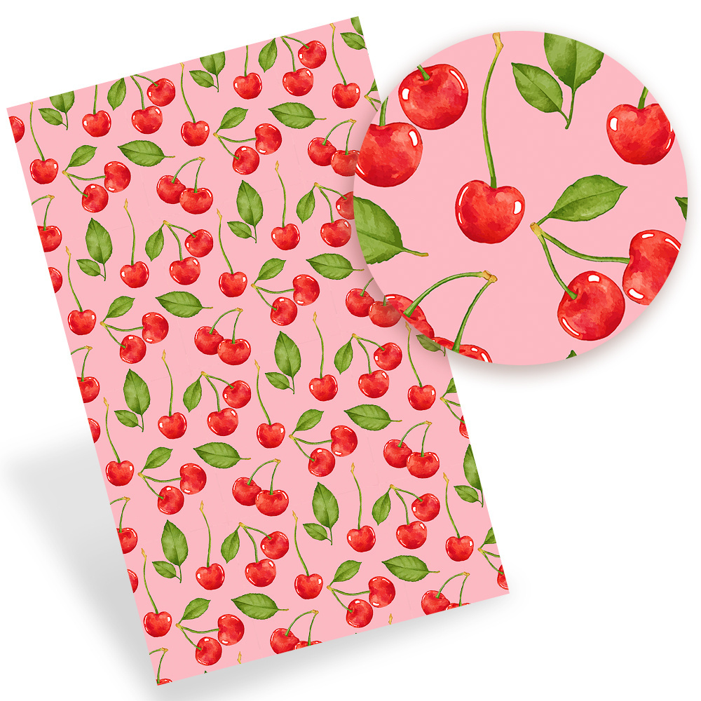 22cm*30cm Leather Fabric Sheet Summer Fruits Printed Synthetic Pu Fabric For DIY Hair Bows Belt Faux Leather Sheets